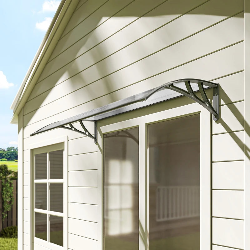 Outsunny Tettoia Moderna in Policarbonato, Alluminio e PP per Balconi, Finestre e Porte, 110x60x18 cm