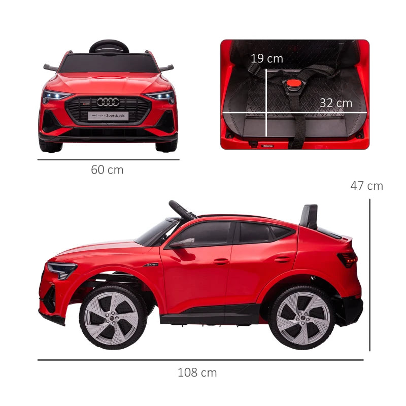 HOMCOM Macchina Elettrica per Bambini 12V con Telecomando, Velocità 3-8km/h, Luci e Musica, Età 3-5 Anni, Rosso