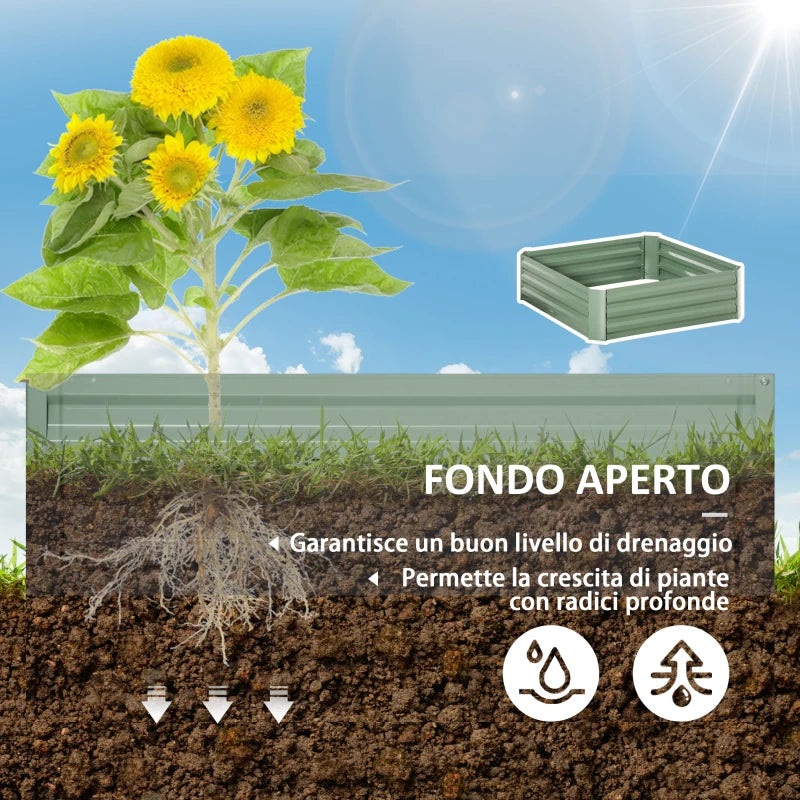 Outsunny Set di 2 Letti per Orto Rialzati in Acciaio Zincato per Piante e Ortaggi, 100x100x30cm