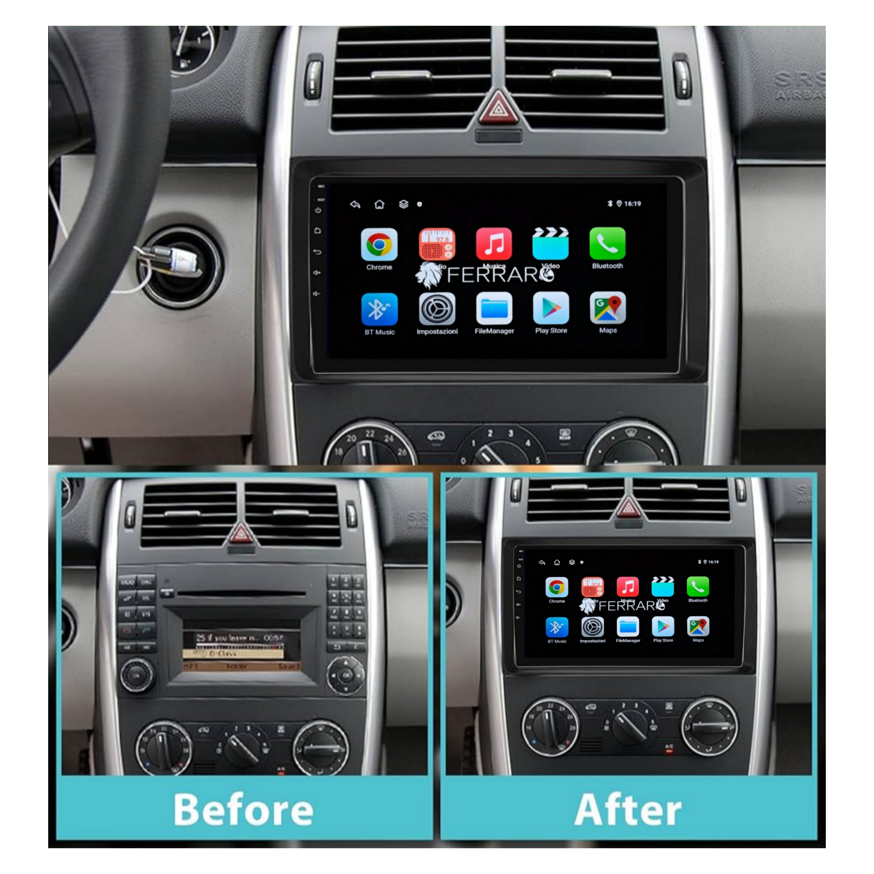 Autoradio per Mercedes Classe A/B 9" | 2004-2012 | Android | Bluetooth | CarPlay | Android Auto | 2GB/4GB/6GB/8GB Ram