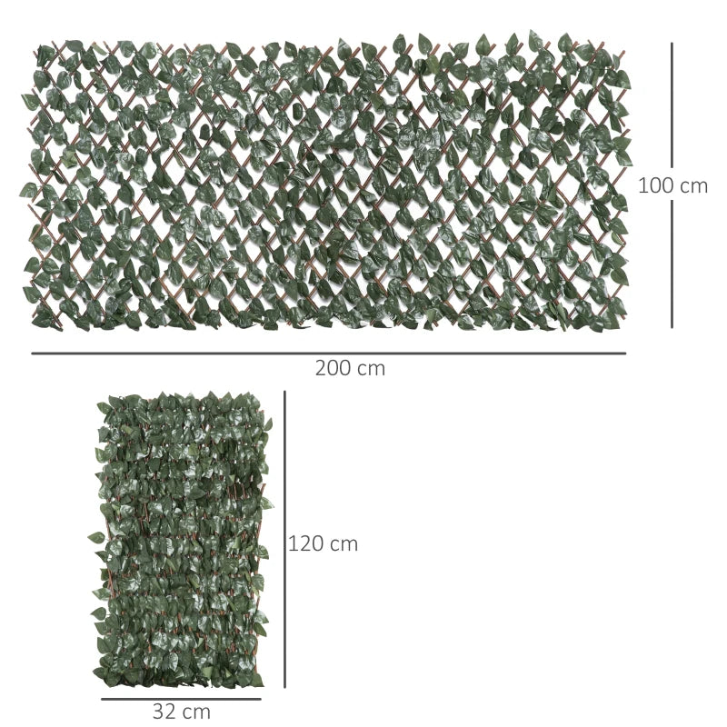 Outsunny Finta Siepe 8 Pezzi Parete Verde Estensibile per Esterni, in Legno e Poliestere, 200x100cm