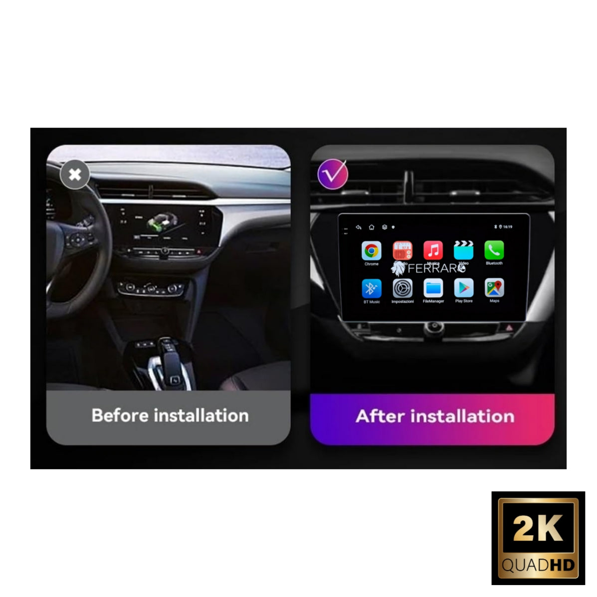Autoradio per Opel Corsa F 9" 2K | 2020-2023 | Android | Bluetooth | CarPlay | Android Auto | 12/256GB Ram