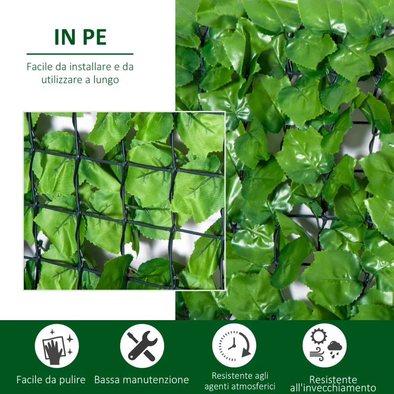 Outsunny Rotolo di Siepe Artificiale per Balcone e Giardino in PE Verde 300x150cm