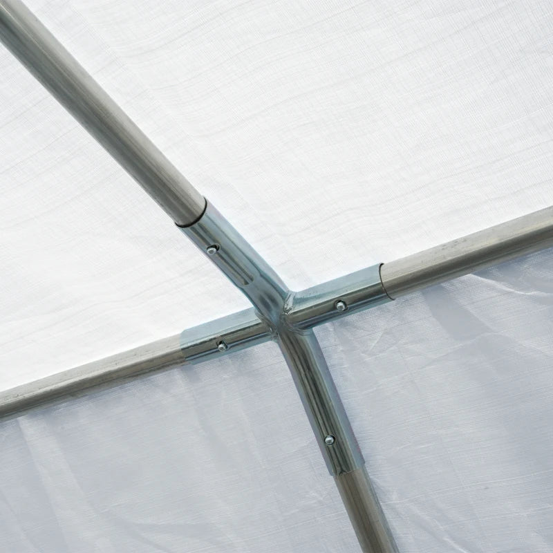 Outsunny Gazebo da Giardino 8x4m in Acciaio con Pareti Rimovibili e Finestre Trasparenti, Bianco