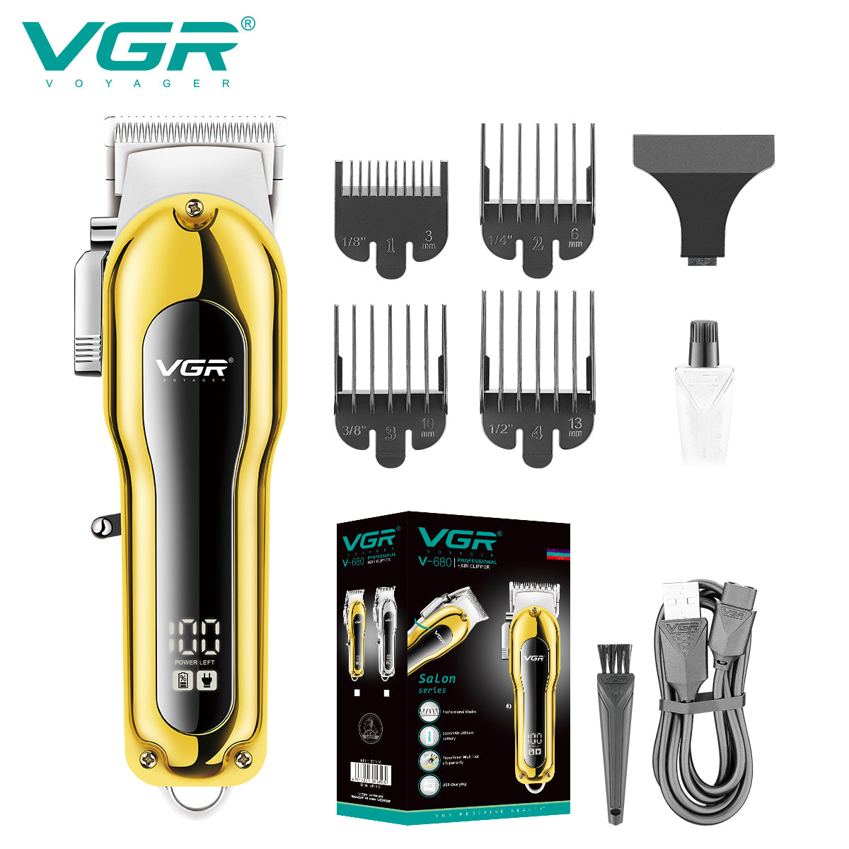 VGR, Tagliacapelli Professionale, Display LED, V-680