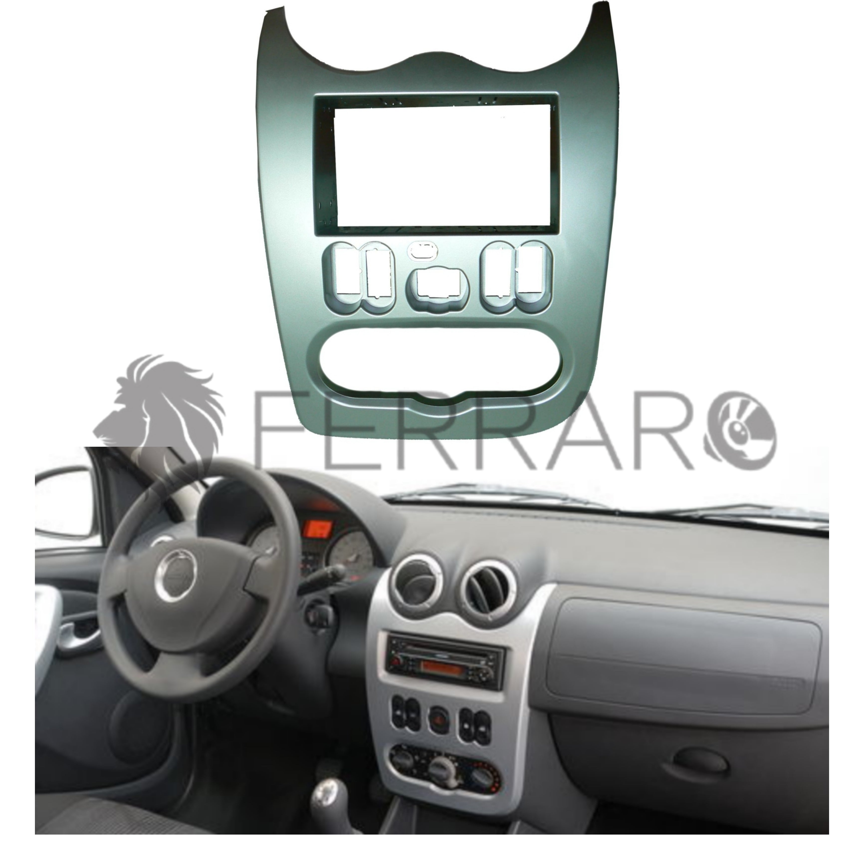Mascherina 2DIN con Gabbia Metallica | Dacia Sandero-Logan