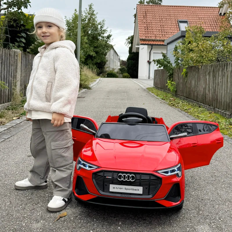 HOMCOM Macchina Elettrica per Bambini 12V con Telecomando, Velocità 3-8km/h, Luci e Musica, Età 3-5 Anni, Rosso