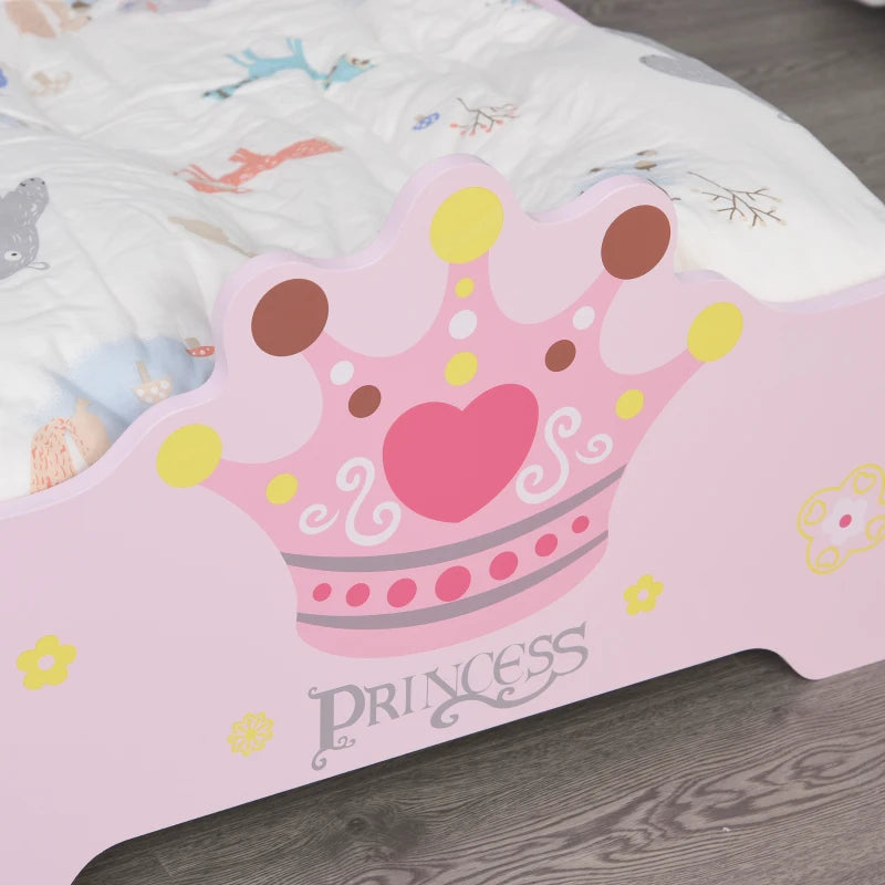 HOMCOM Letto per Bambini con Bordi Rialzati e 6 Gambe in Legno per Cameretta, Lettino per Bimbi da 3-6 Anni, 143x73x60cm, Rosa