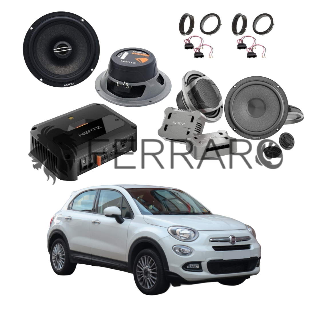 Hertz Sound Amplificatore CP 4.800 4 Canali 4x190w, CK 165, CX 165, Set Cavi, per Fiat 500x dal 2014>