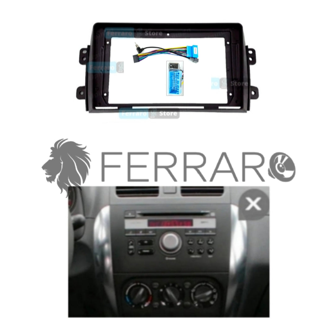 Kit Montaggio Autoradio 9"Pollici, Fiat Sedici, Suzuki SX4 (2006-2015) Mascherina, Cablaggio per Autoradio Android