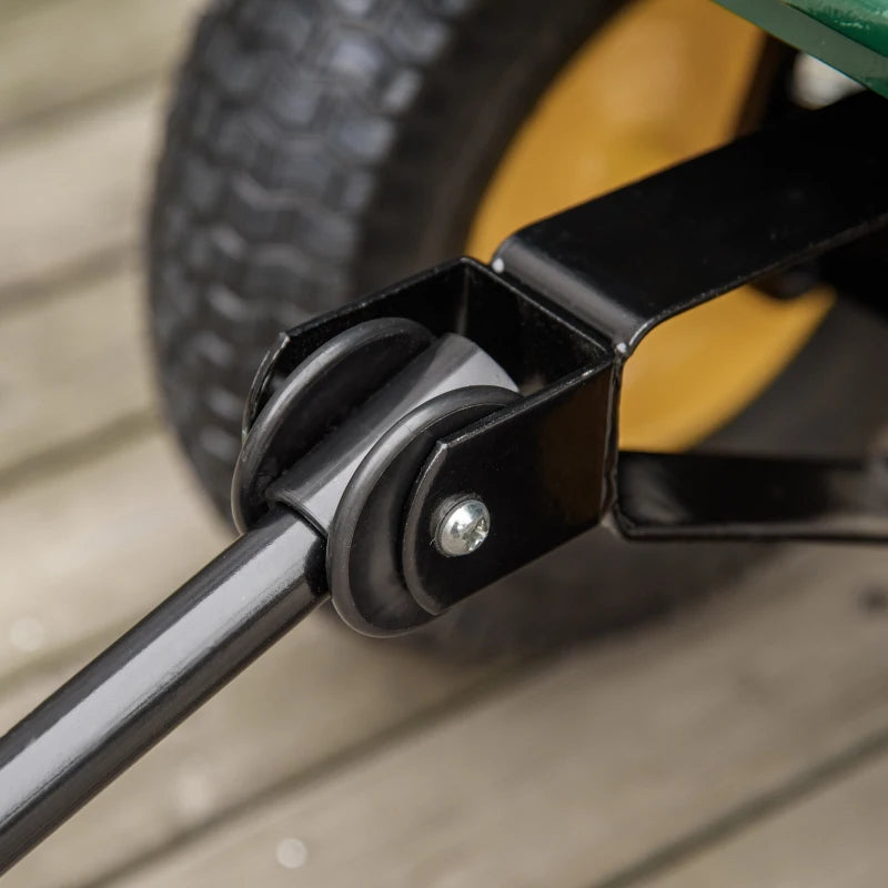 Outsunny Carrello da Giardino in Acciaio con Pareti Laterali Ribaltabili e 4 Ruote, Capienza 342L, Verde