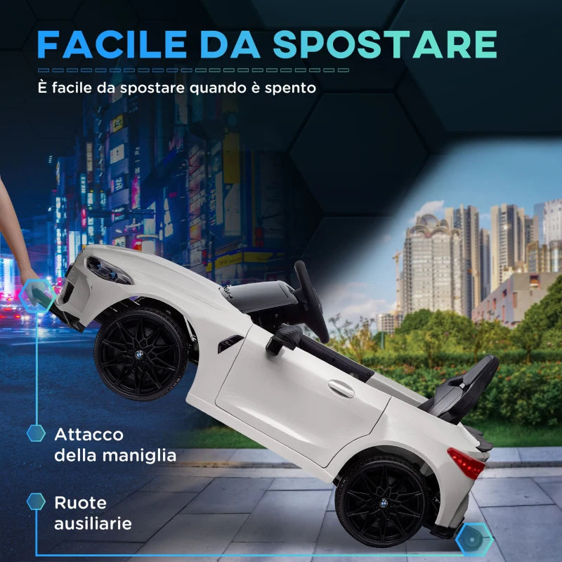 AIYAPLAY Macchina Elettrica per Bambini a Licenza BMW M4 con Telecomando, Clacson e Fari, 108x69.5x51 cm, Bianca