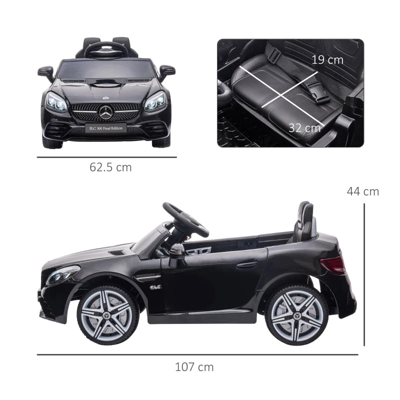 AIYAPLAY Macchina Elettrica per Bambini Licenza Mercedes SLC 300 con Telecomando, in PP e Metallo, 107x62.5x44 cm, Nero