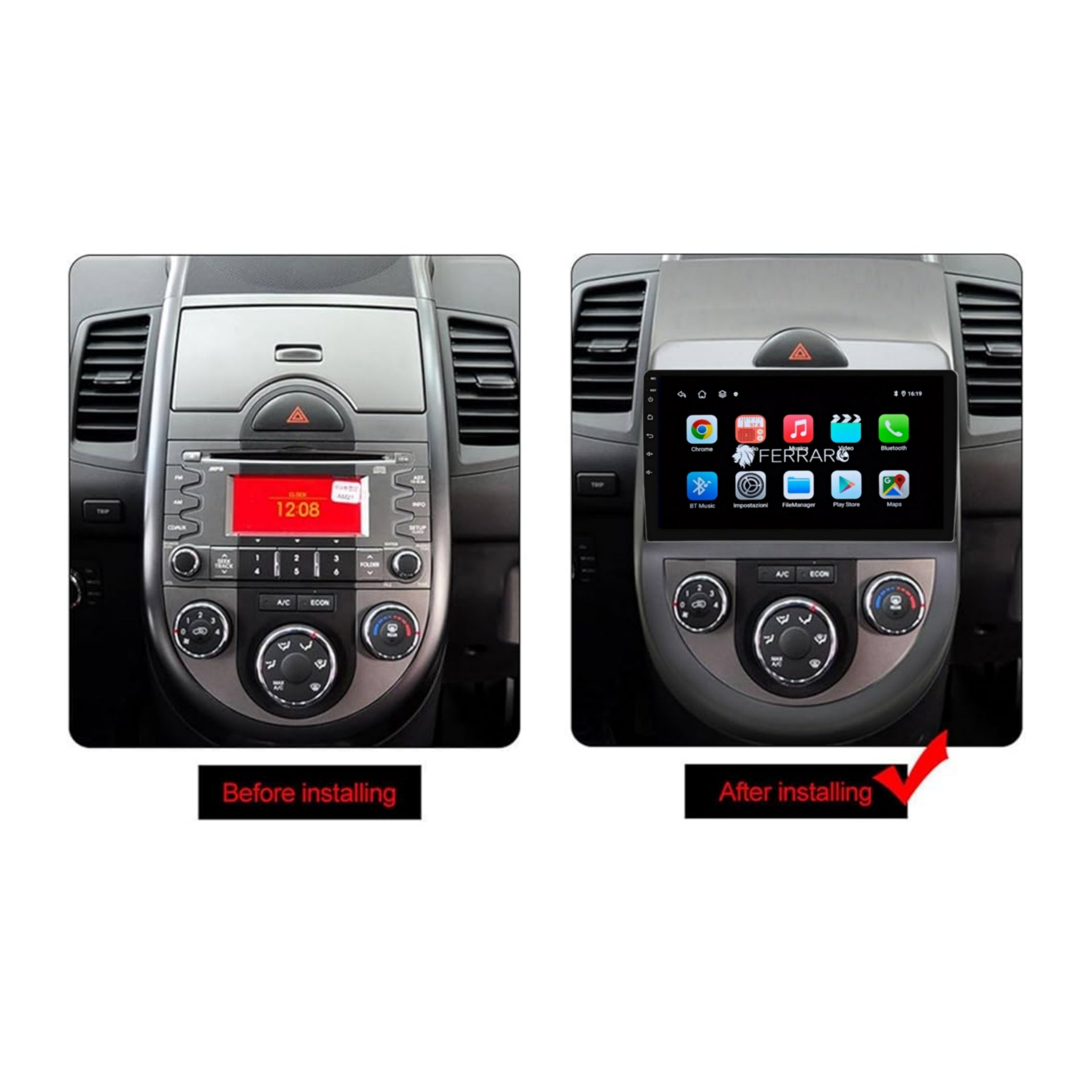 Autoradio per Kia Soul 9" | 2008-2013 | Android | Bluetooth | CarPlay | Android Auto | 2GB/4GB/6GB/8GB Ram