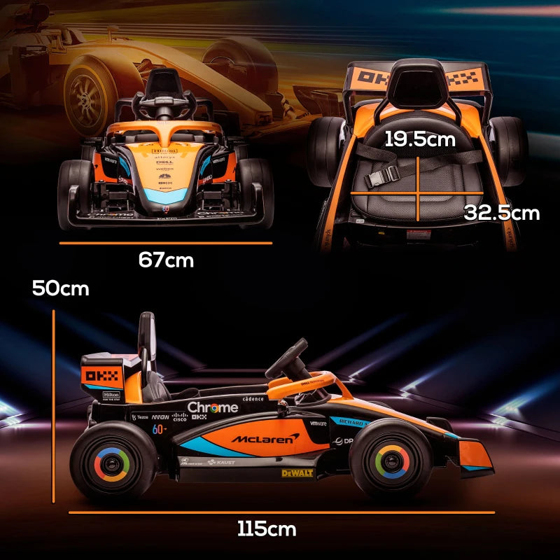 AIYAPLAY Macchina Elettrica per Bambini 3-5 Anni con Licenza McLaren, Telecomando e Clacson, 115x67x50 cm, Arancione