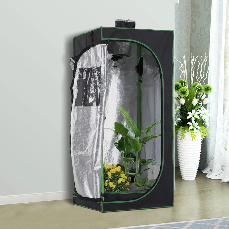 Outsunny Tenda da Coltivazione Idroponica in Mylar e Oxford 600D per Riflettere la Luce grow box grow tenda 60x60x140 cm