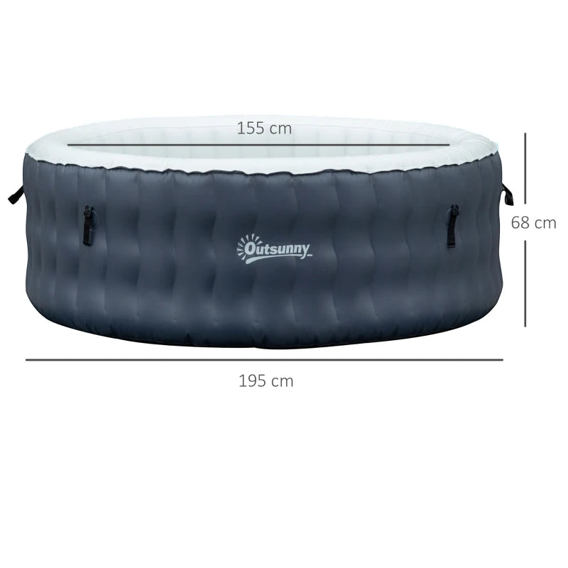 Outsunny Piscina Idromassaggio Gonfiabile e Riscaldante fino 42℃ con 108 Getti, per 4-6 Persone