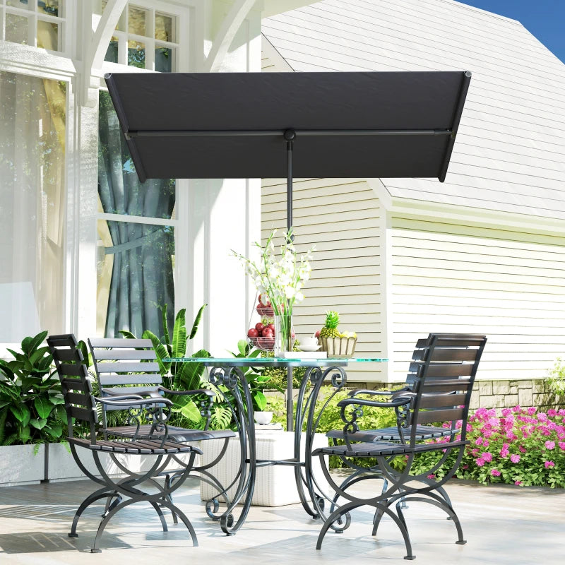 Outsunny Ombrellone per Esterni 1.5x2 m Girevole a 180°, in Poliestere e Alluminio, 150x205x120-215 cm, Grigio Scuro
