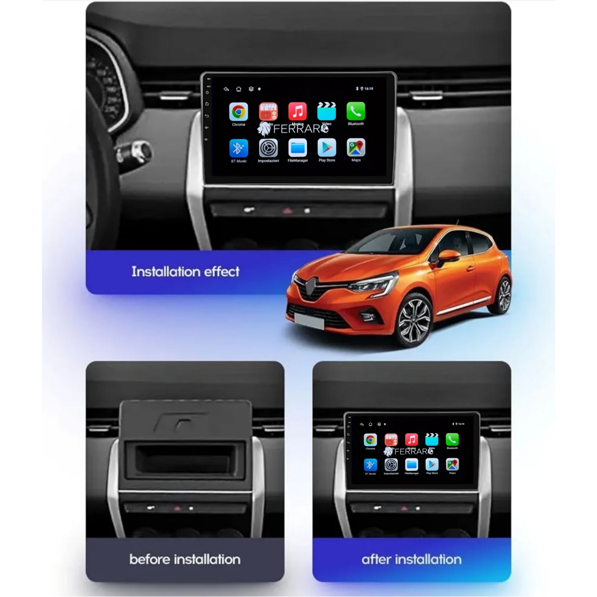 Autoradio per Renault Clio 5ª Serie 9" | 2020-2023 | Android | Bluetooth | CarPlay | Android Auto | 2GB/4GB/6GB/8GB Ram
