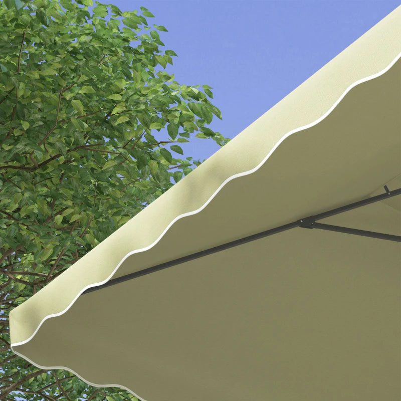 Outsunny Ombrellone Decentrato 2.5x2.5 m con Base a Croce e Apertura a Manovella, in Metallo e Poliestere Beige
