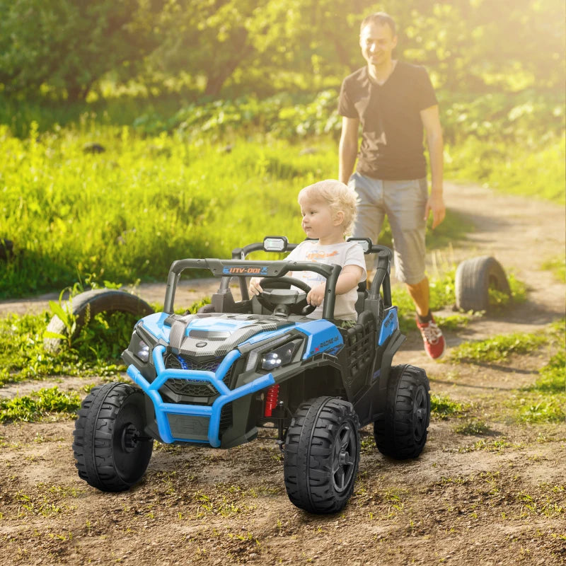 AIYAPLAY Macchina Elettrica per Bambini 24V a 2 Posti con Telecomando e 3 Velocità, Età 3-8 Anni, Blu