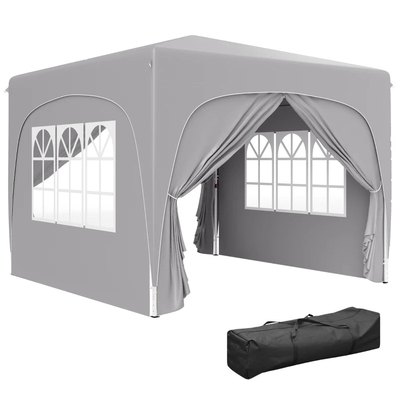 Outsunny Gazebo da Giardino 3x3m Pieghevole con Altezza Regolabile, Protezione UPF50+ e Borsa, Grigio Chiaro