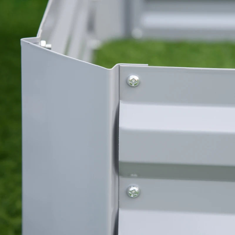 Outsunny Set di 2 Letti per Orto Rialzati con Fondo Aperto per Piante e Ortaggi, in Acciaio, 100x100x30 cm, Grigio