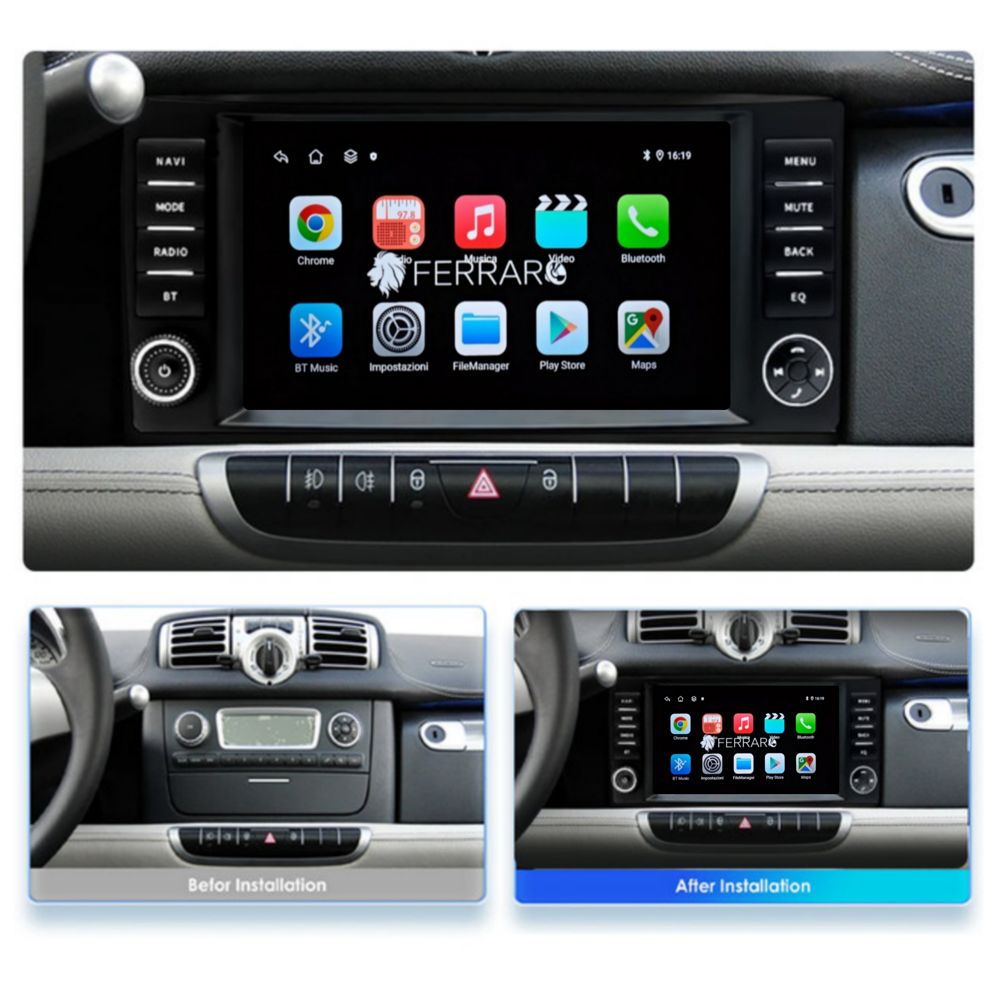 Autoradio per Smart 451 7" | 2002-2015 | Android | Bluetooth | CarPlay | Android Auto | 2GB/4GB/6GB/8GB Ram