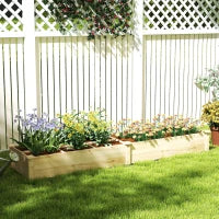 Outsunny Letto Rialzato per Orto e Giardino con Divisorio Interno e Fondo Aperto, 237x60x25cm, Legno Naturale