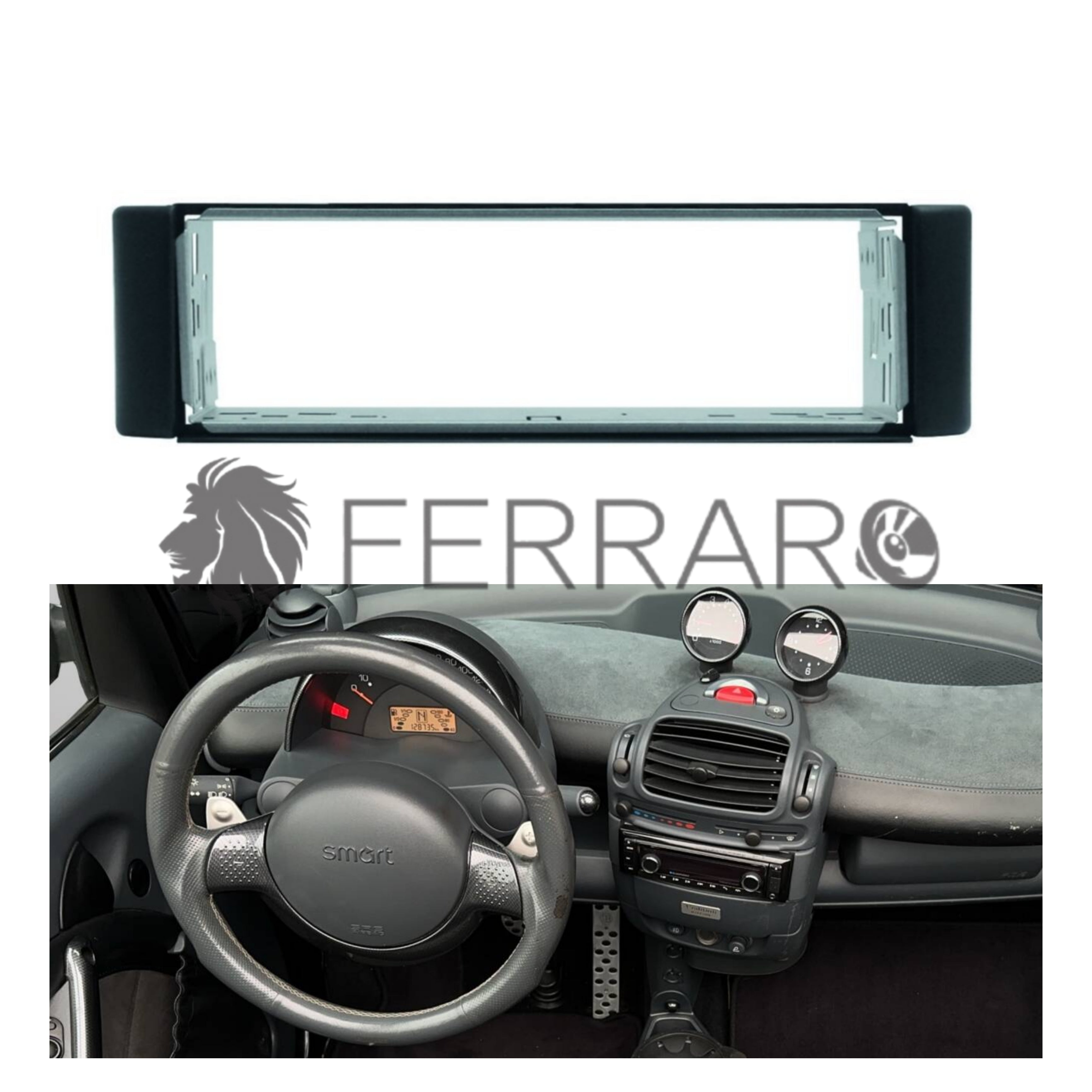 Car Radio Panel, 1DIN, Smart Fortwo, from 2000 - 2006
