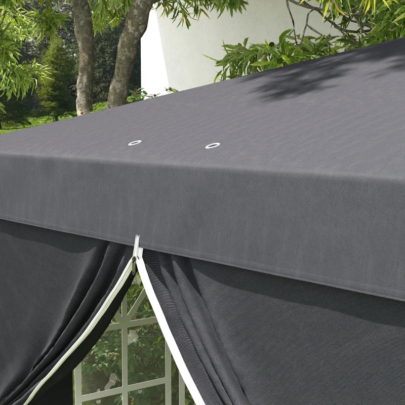 Outsunny Gazebo 3x3 ad Altezza Regolabile con Fori di Drenaggio e Borsa da Trasporto, in Metallo, Grigio