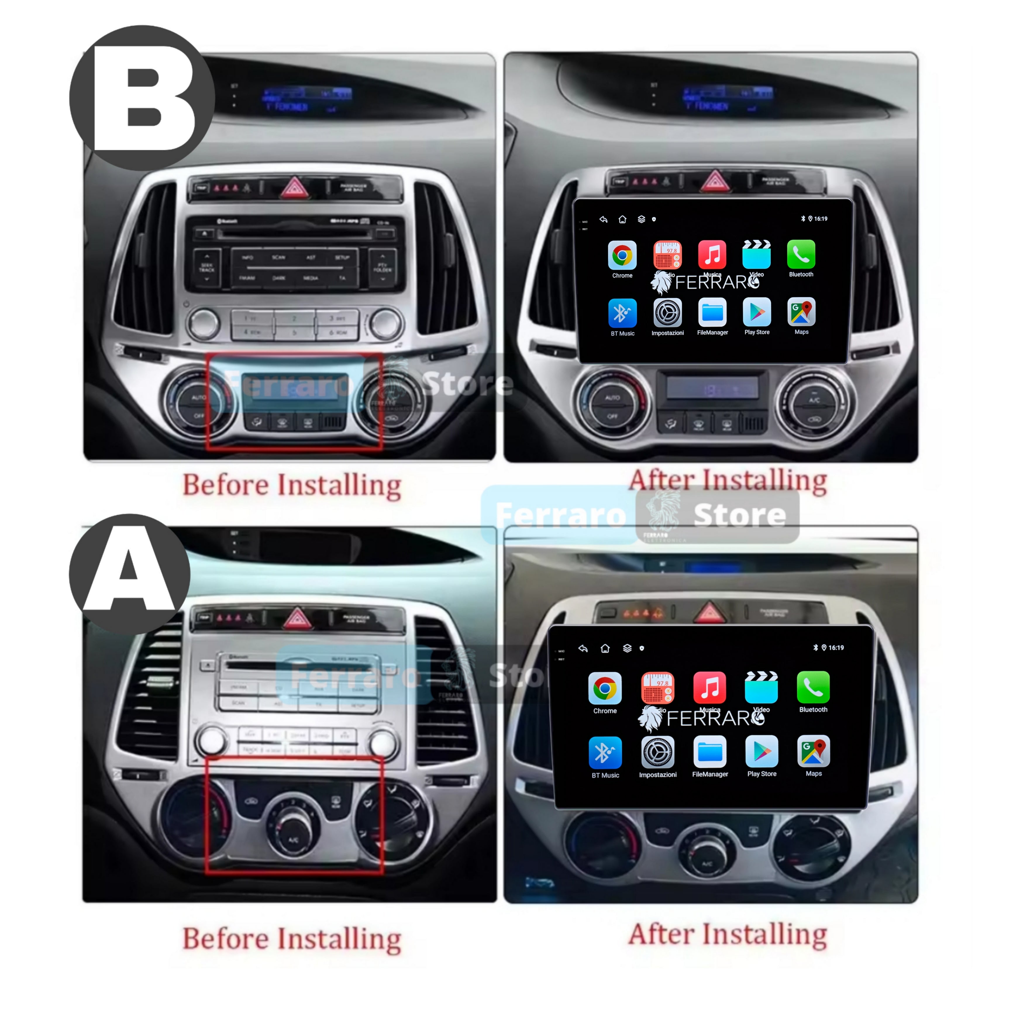 Autoradio per Hyundai i20 9" 2K | 2012-2014 | Android | Bluetooth | CarPlay | Android Auto | 12/256GB Ram