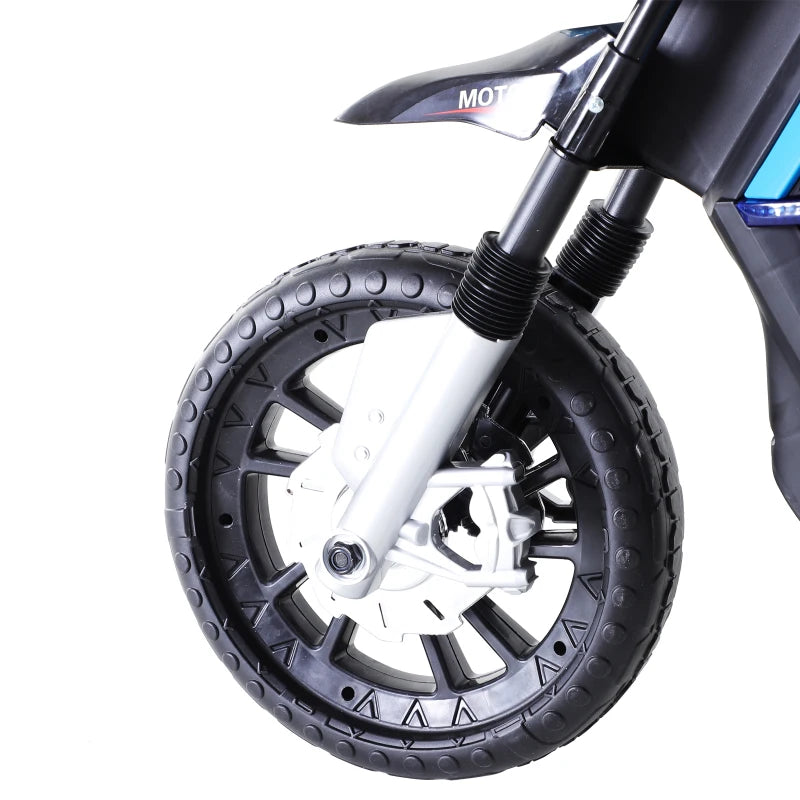HOMCOM Moto Elettrica per Bambini da 6V con Rotelle e Fari, in PP e Metallo, 105x52.3x62.3 cm, Azzurro e Nero