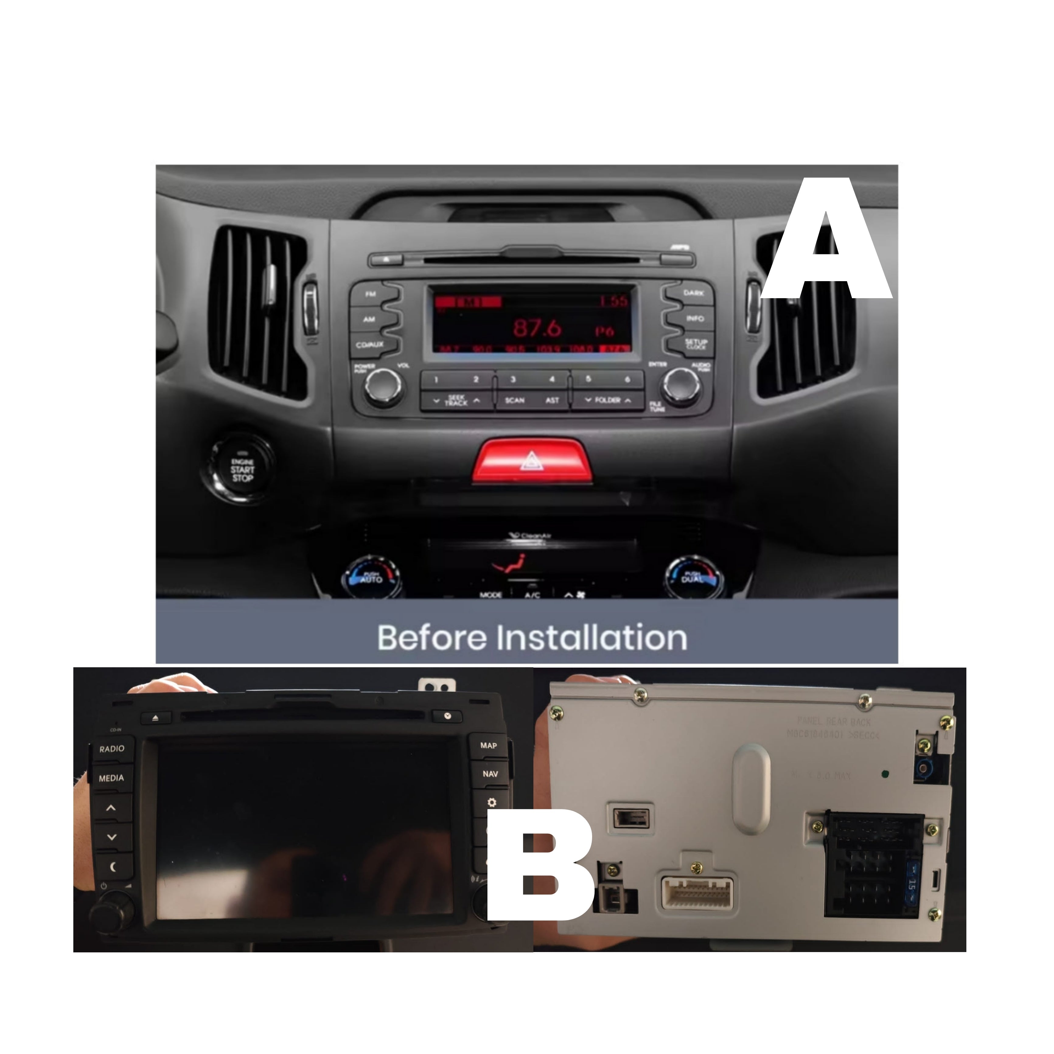 Autoradio per Kia Sportage 3 9" 2K | 2010-2016 | Android | Bluetooth | CarPlay | Android Auto | 12/256GB Ram