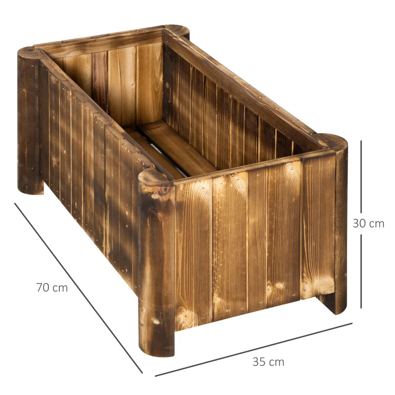 Outsunny Fioriera Vaso per Piante Box Rettangolare in Legno di Abete 70 x 35 x 30cm