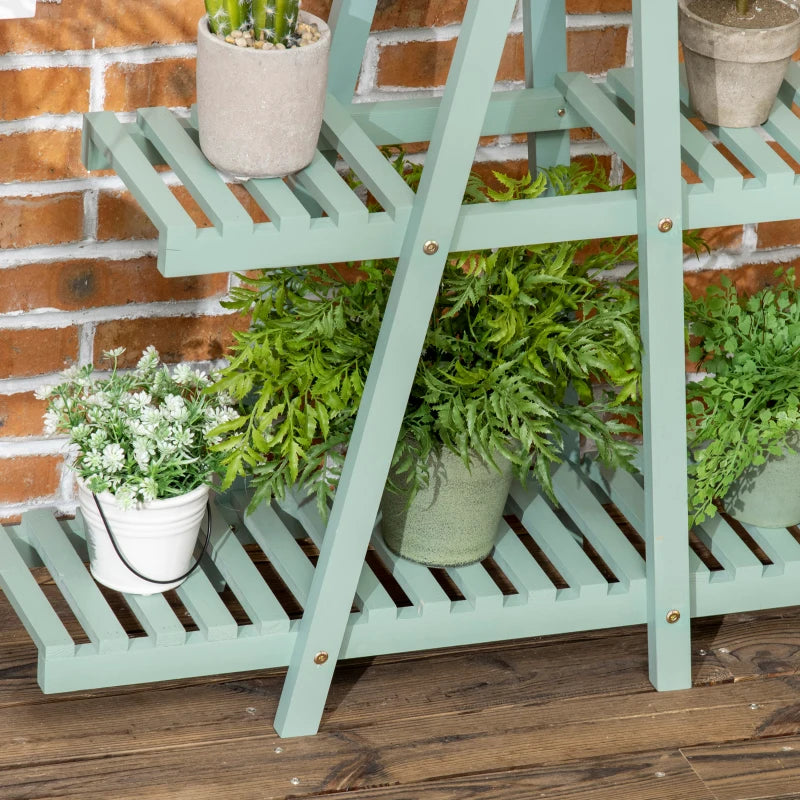 Outsunny Portapiante a 3 Livelli in Legno di Abete per Interni ed Esterni, 76x26x76 cm, Verde Chiaro