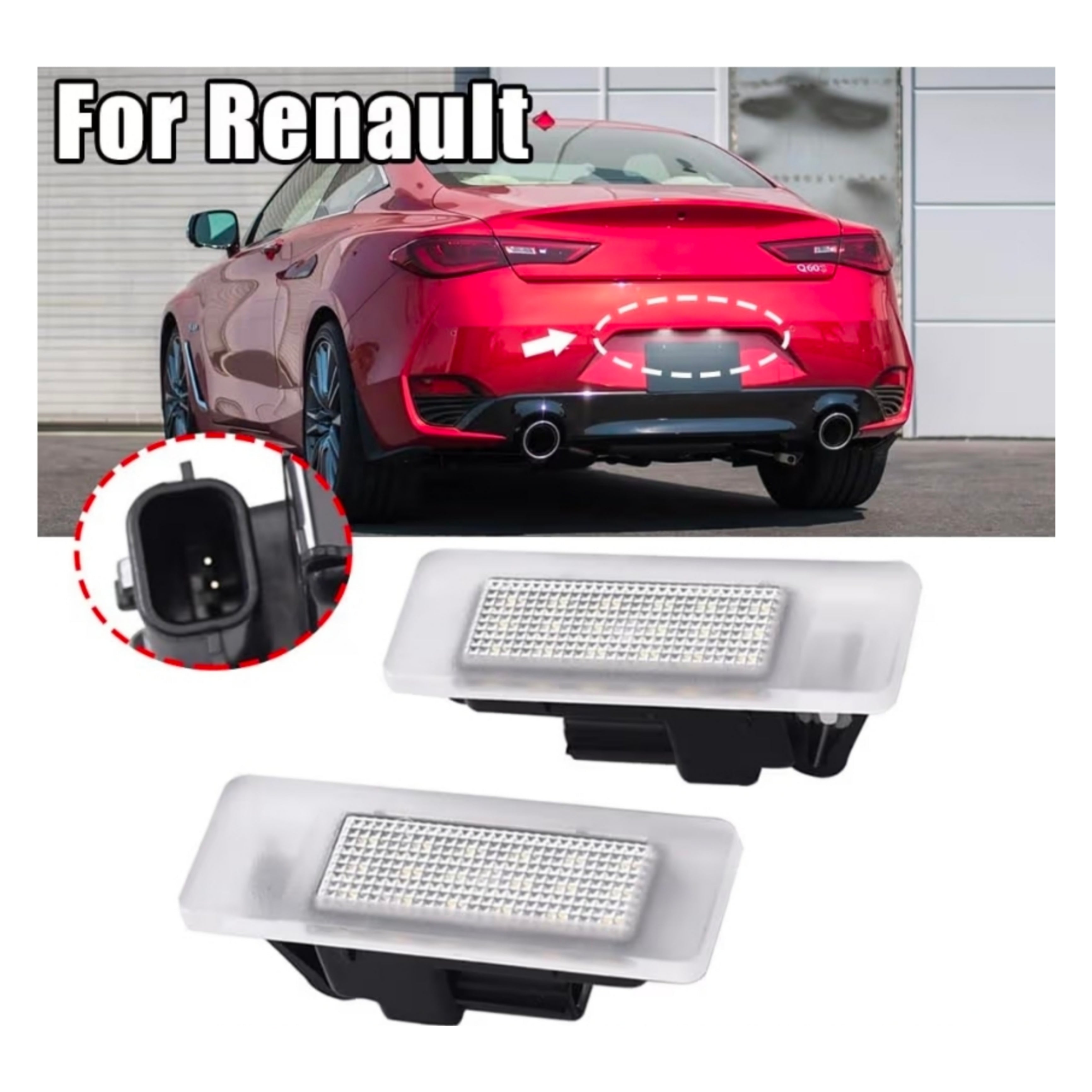 Set Luci Targa a Led per Renault, Infiniti, Nissan, Dacia (Compatibilità in Descrizione), Plug and Play