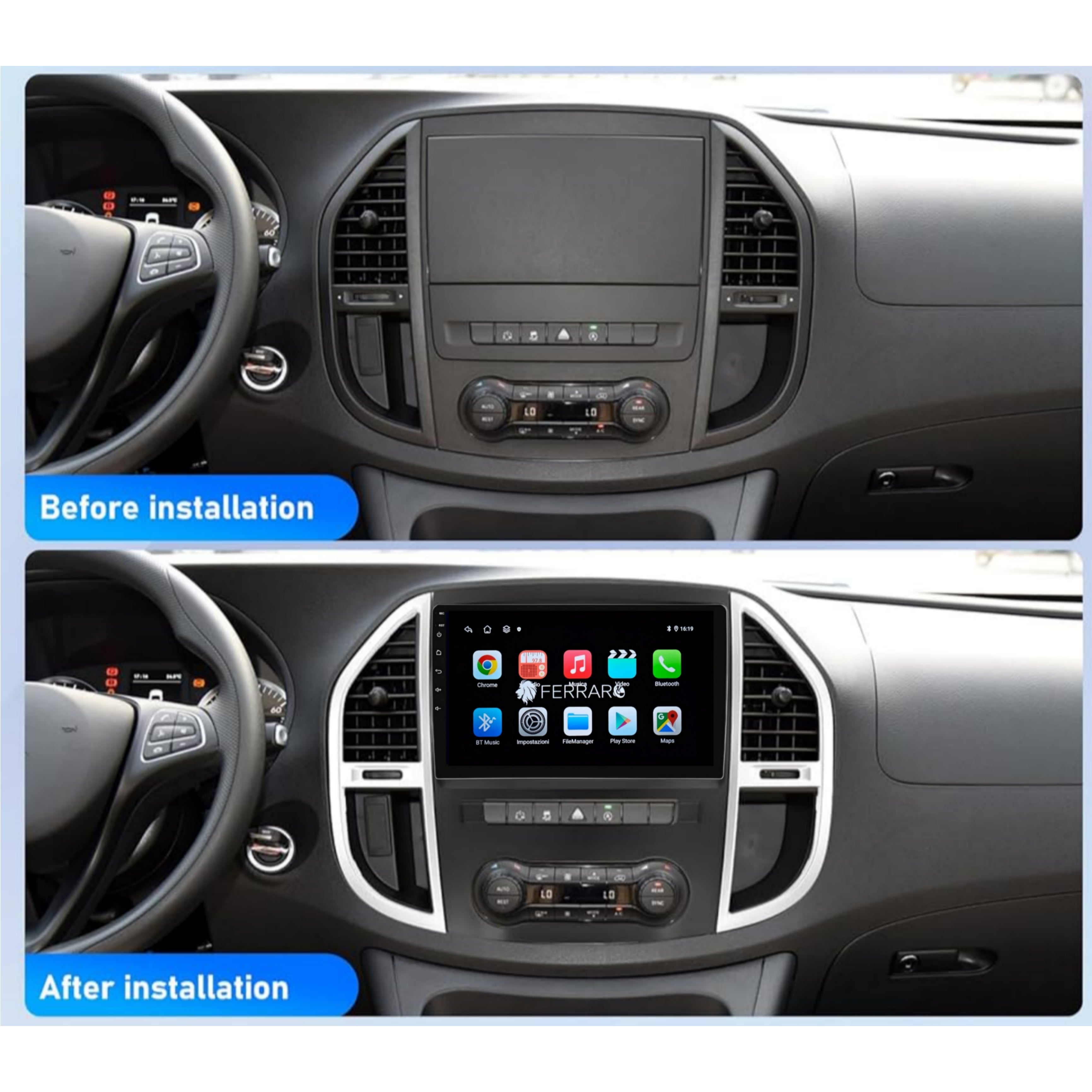 Autoradio per Mercedes Vito W447 10.1" | 2014-2020 | Android | Bluetooth | CarPlay | Android Auto | 2GB/4GB/8GB Ram