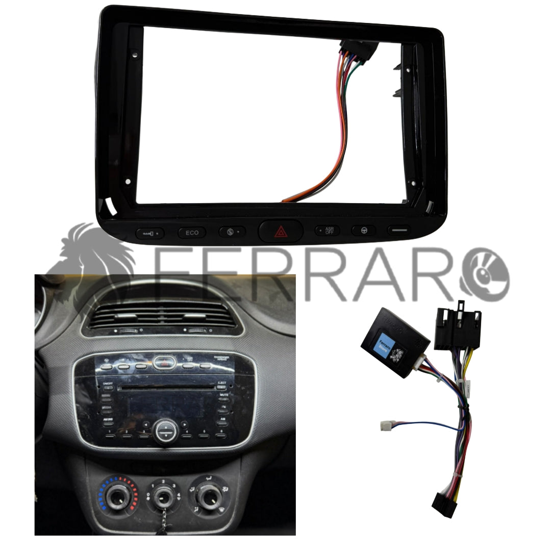Kit Montaggio Autoradio 9"Pollici Fiat Punto Evo (2009>), Mascherina, Cablaggio per Autoradio Android