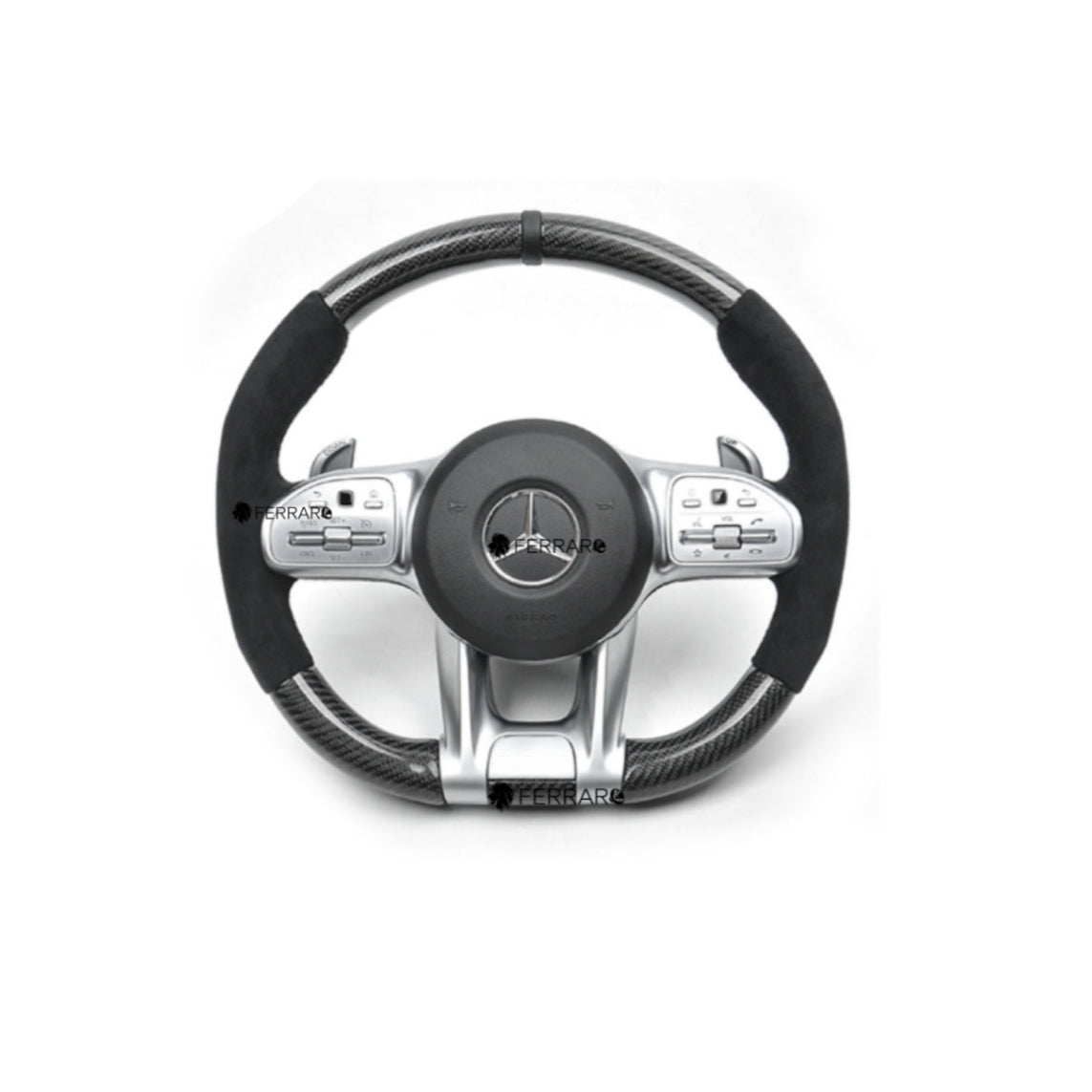 Volante per Mercedes, Nero, Logo Argento, Punzonatura, AMG