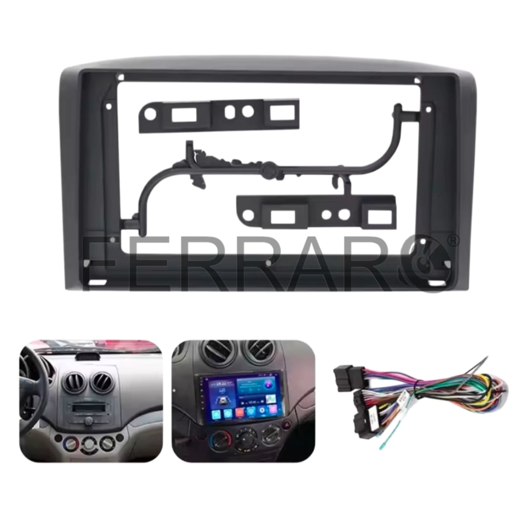 Kit Montaggio Autoradio 9"Pollici per Chevrolet Aveo (2007-2011) Mascherina, Cablaggio Autoradio Android