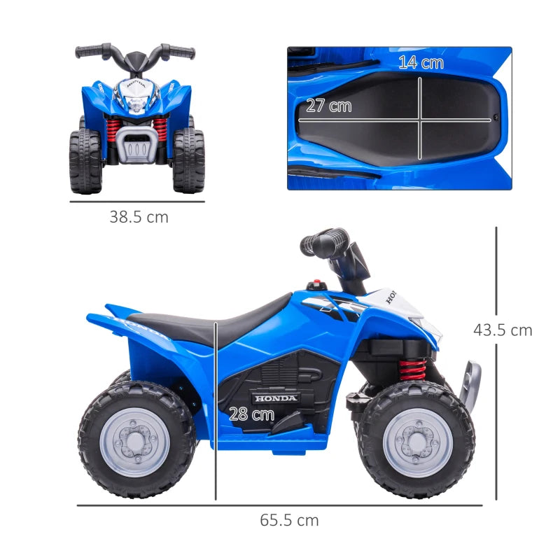 AIYAPLAY Quad Elettrico per Bambini 18-36 Mesi con Luci LED, Clacson e Pedali, 65.5x38.5x43.5 cm, Blu