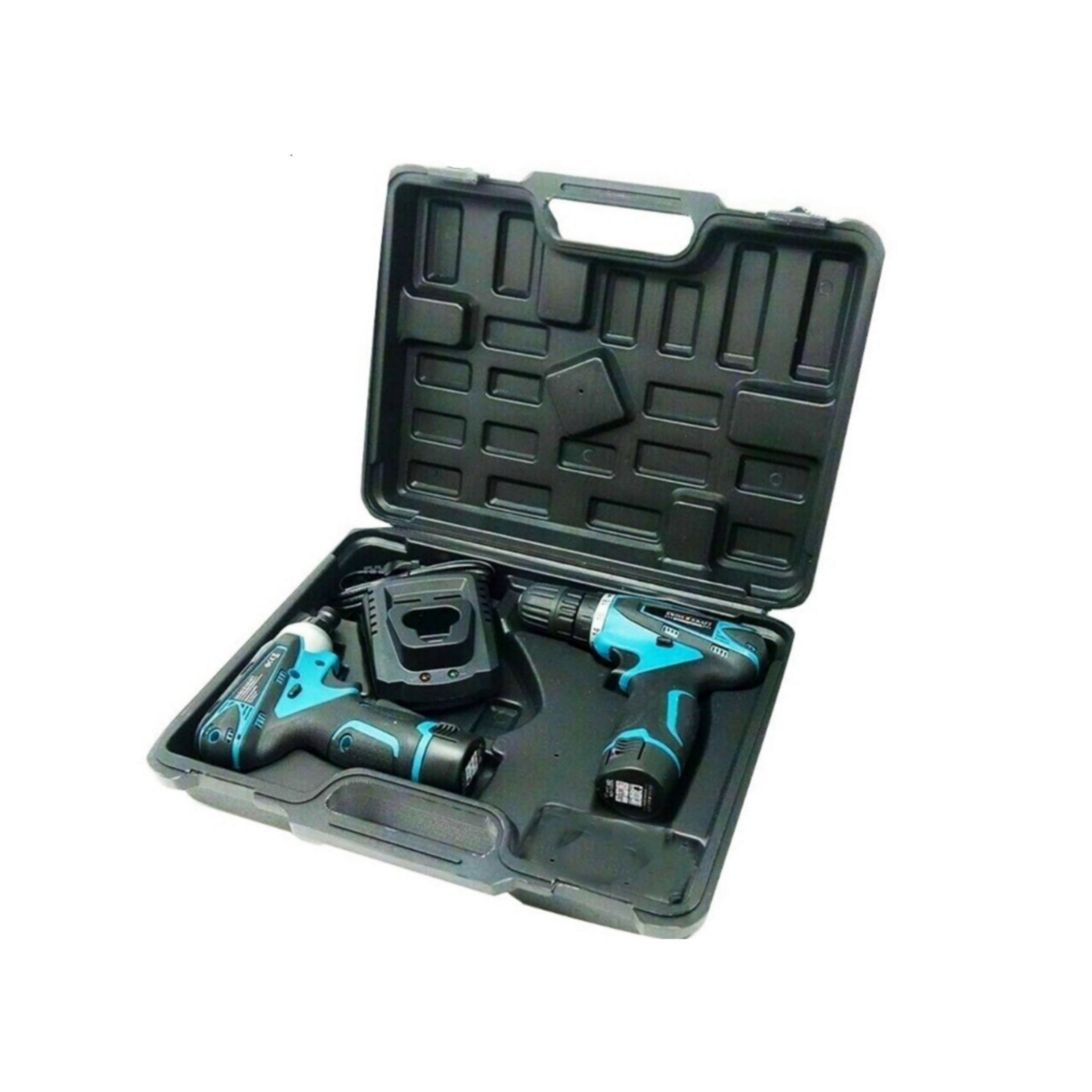 Double Drill Kit - 18V Cordless Screwdriver, Drill, Accessories, Case, Complete Kit.