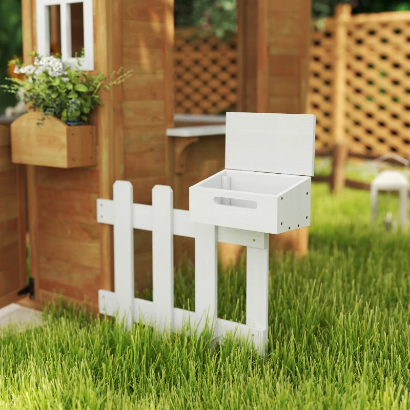 Outsunny Casetta per Bambini in Legno con Finestre, Staccionata e Panca, 205x119x140 cm, Legno Naturale