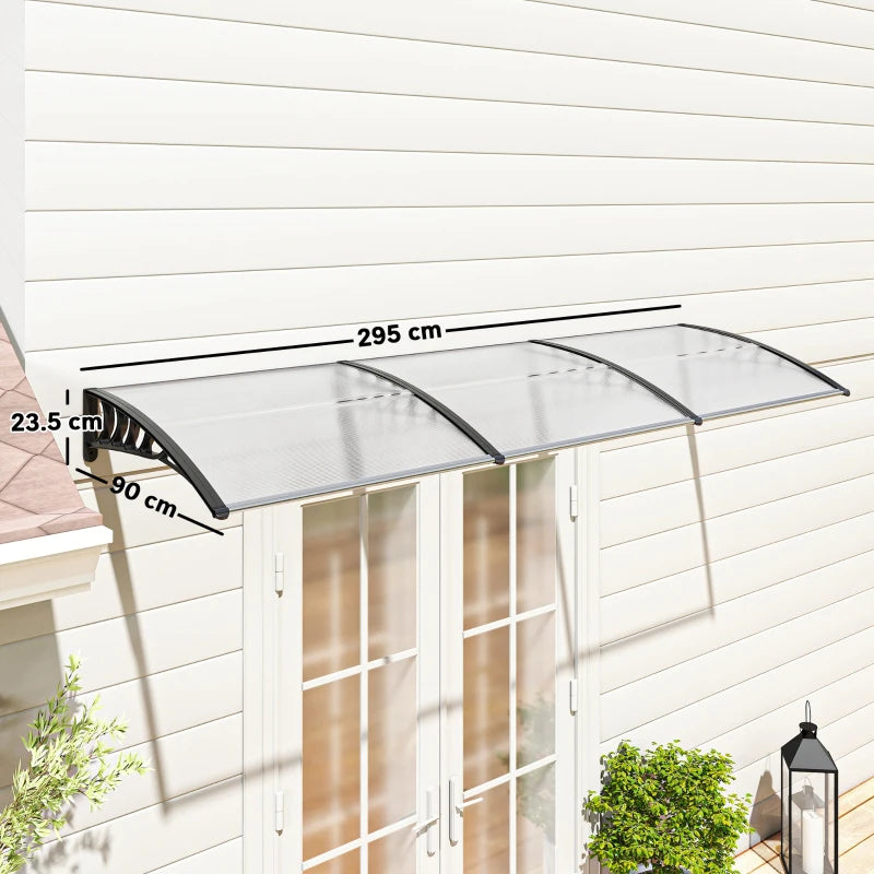 Outsunny Tettoia per Esterni Curva con Viti e Bulloni Inclusi, in Policarbonato, PP e Alluminio, 122x89x24 cm