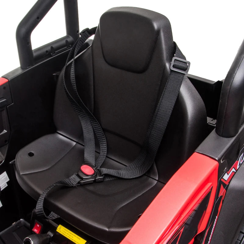 HOMCOM Macchina Elettrica per Bambini 12V, Velocità 3-6km/h, Quad Elettrico Mini con Doppio Motori, USB, Lettore MP3 e Telecomando, 118x76x104cm, Rosso e Nero