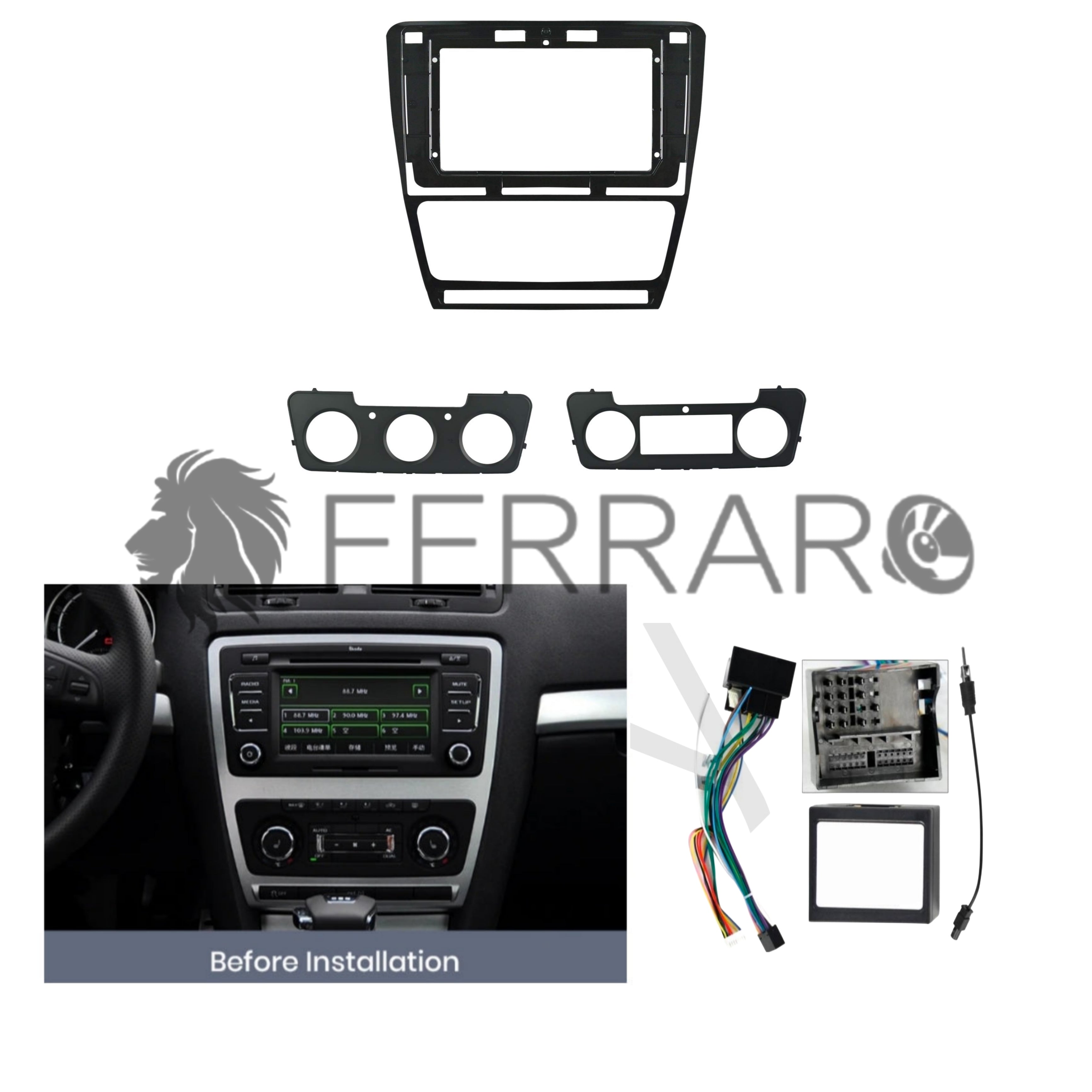Kit Montaggio Autoradio 10.1"Pollici Skoda Octavia (2008-2012) Mascherina, Cablaggio Autoradio Android