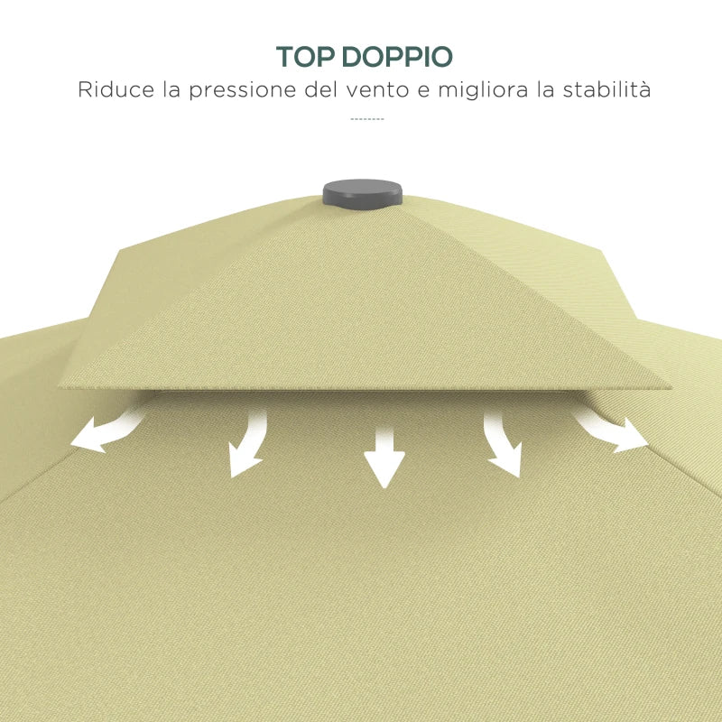 Outsunny Ombrellone Decentrato 2.5x2.5 m con Base a Croce e Apertura a Manovella, in Metallo e Poliestere Beige
