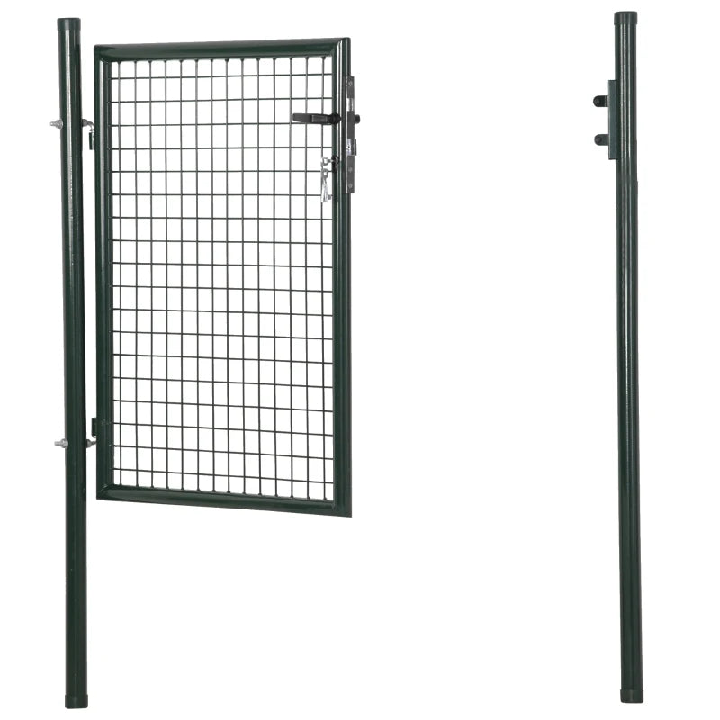 HOMCOM Cancello da Giardino in Acciaio con Serratura e 3 Chiavi, 97x150cm, Verde