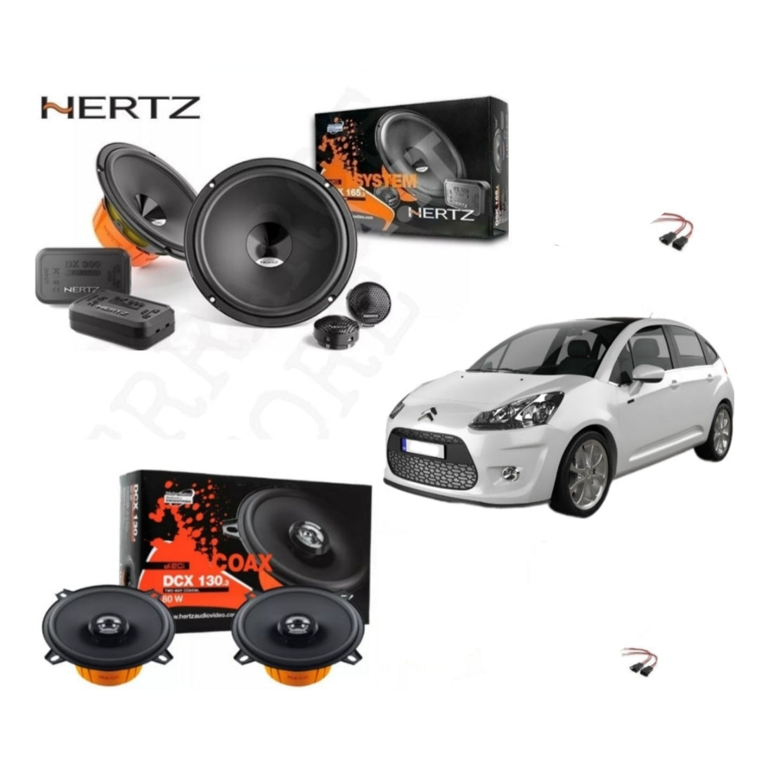 Kit 6 Casse per Citroen C3 (2009-2015) Altoparlanti, Hertz Dieci, Anteriori e Posteriori